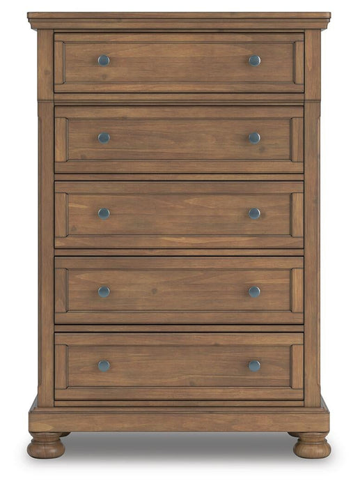 Vandenmore Queen Storage Sleigh Bed with Mirrored Dresser, Chest and Nightstand