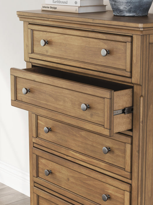Vandenmore Queen Storage Sleigh Bed with Mirrored Dresser, Chest and Nightstand