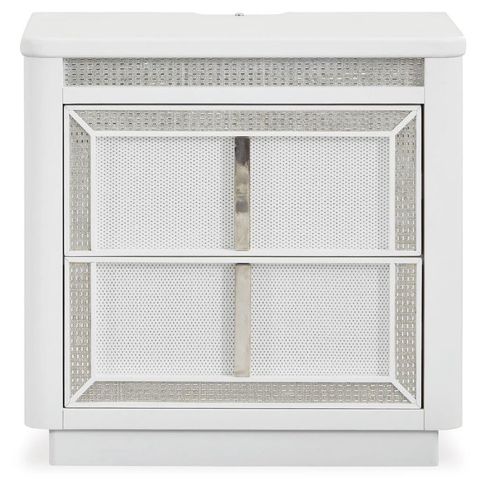 Chalanna King Upholstered Storage Bed, Dresser, Mirror, Chest and Nightstand