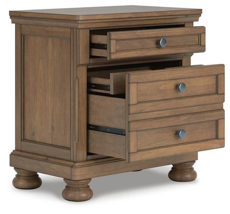 Vandenmore California King Storage Sleigh Bed with Mirrored Dresser, Chest and Nightstand