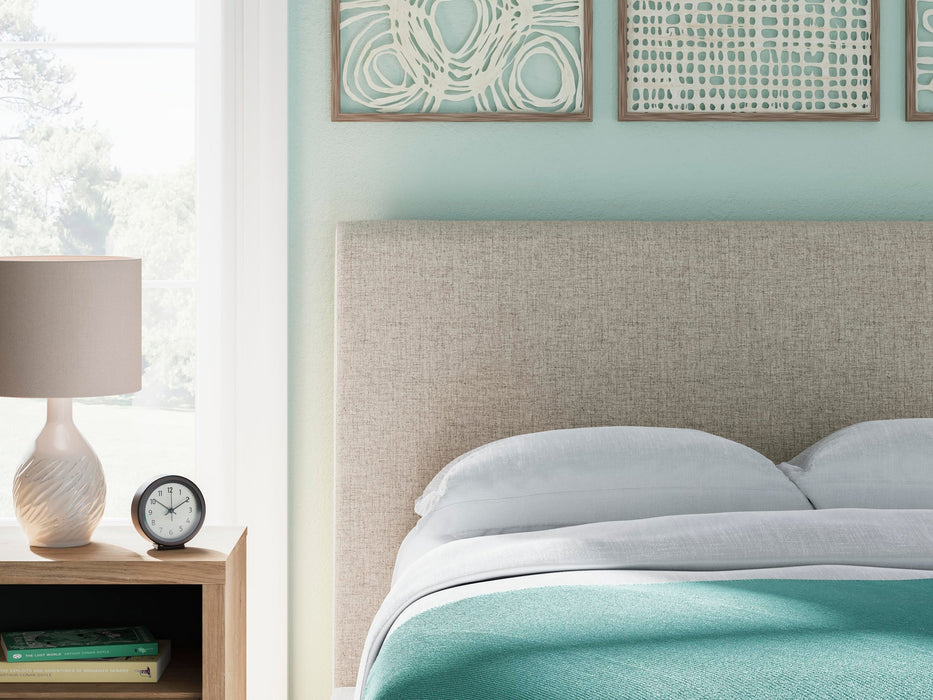 Cielden Full Upholstered Bed with Roll Slats, Dresser and Mirror