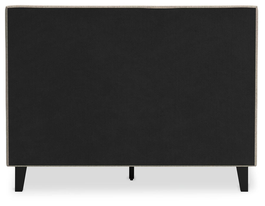 Cielden Full Upholstered Bed with Roll Slats, Dresser, Mirror and Nightstand