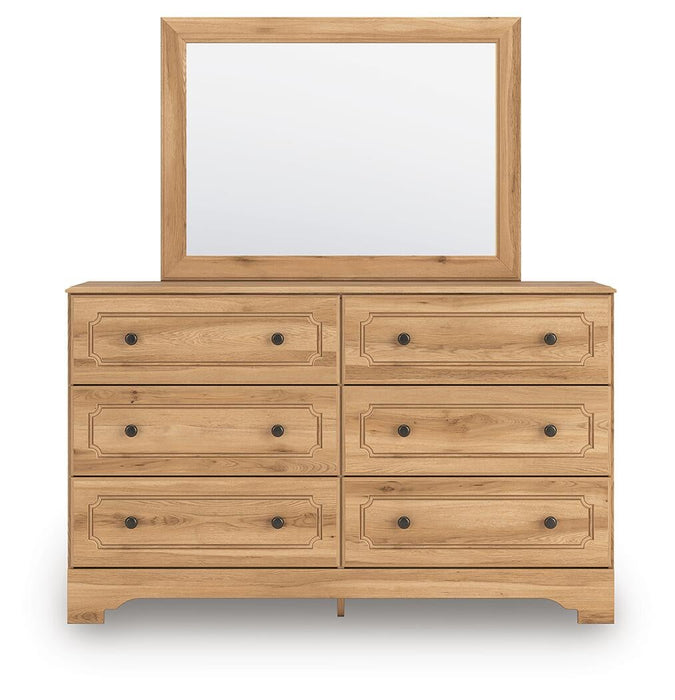 Galletyn King Panel Bed with Mirrored Dresser