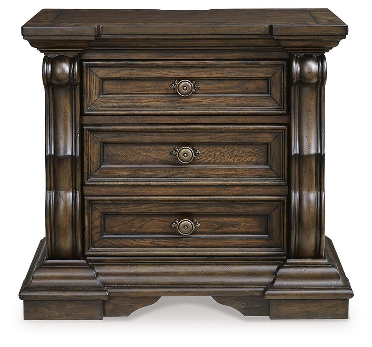 Maylee California King Canopy Bed, Dresser, Mirror, Chest and Nightstand