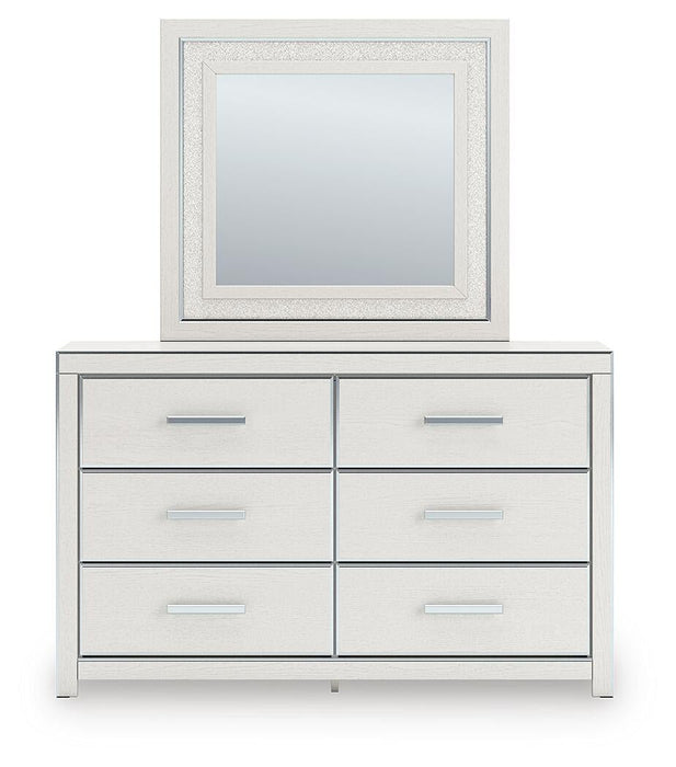 Birmonton King Upholstered Panel Platform Storage Bed, Dresser, Mirror and Nightstand