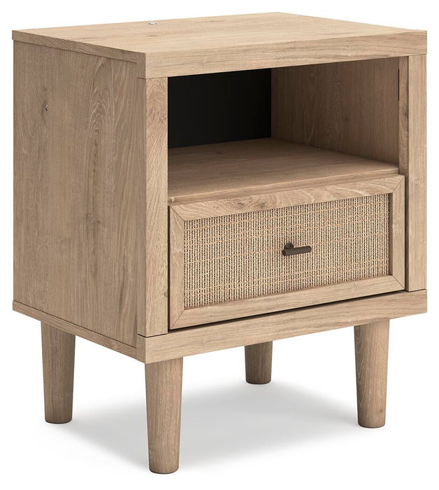 Cielden California King Upholstered Bed with Roll Slats, Dresser, Mirror, Chest and Nightstand