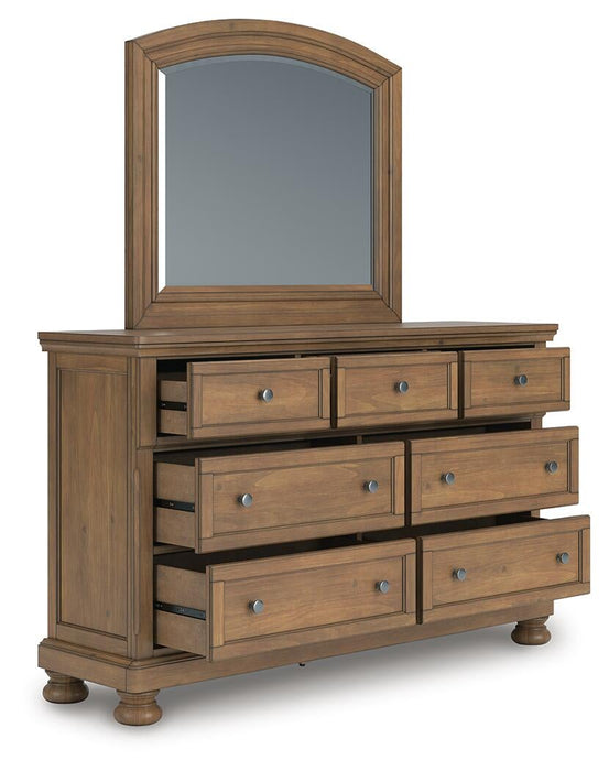 Vandenmore Queen Panel Bed with Mirrored Dresser, Chest and Nightstand