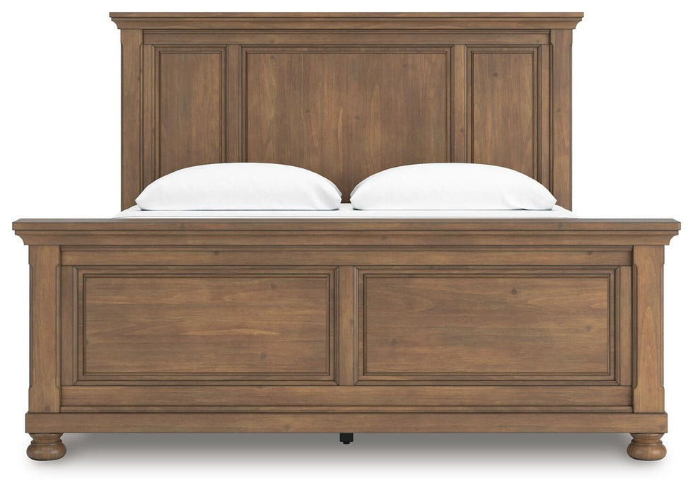 Vandenmore King Panel Bed with Mirrored Dresser, Chest and Nightstand