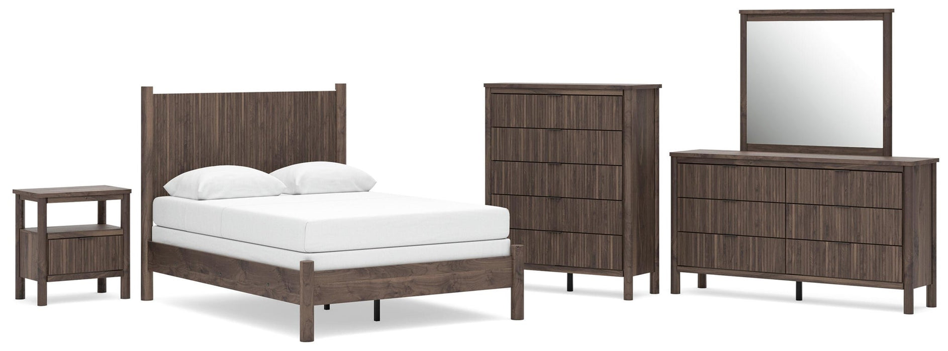 Cadmori Full Panel Bed, Dresser, Mirror, Chest and Nightstand