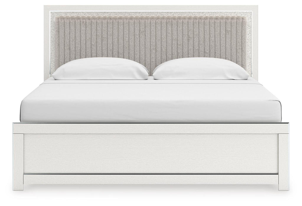 Birmonton King Upholstered Panel Bed, Dresser, Mirror and Nightstand