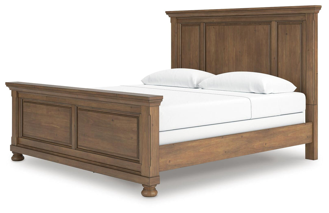 Vandenmore King Panel Bed with Mirrored Dresser and Nightstand