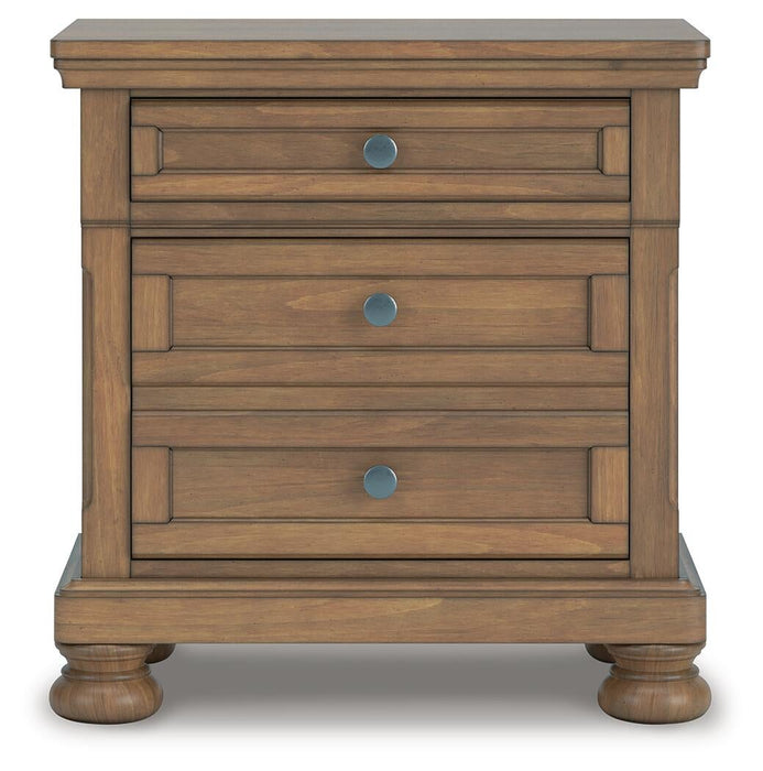 Vandenmore King Panel Bed with Mirrored Dresser and Nightstand