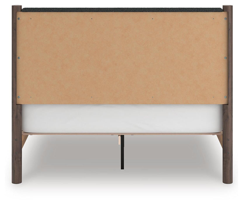 Cadmori Queen Upholstered Panel Platform Bed, Dresser, Mirror, Chest and Nightstand