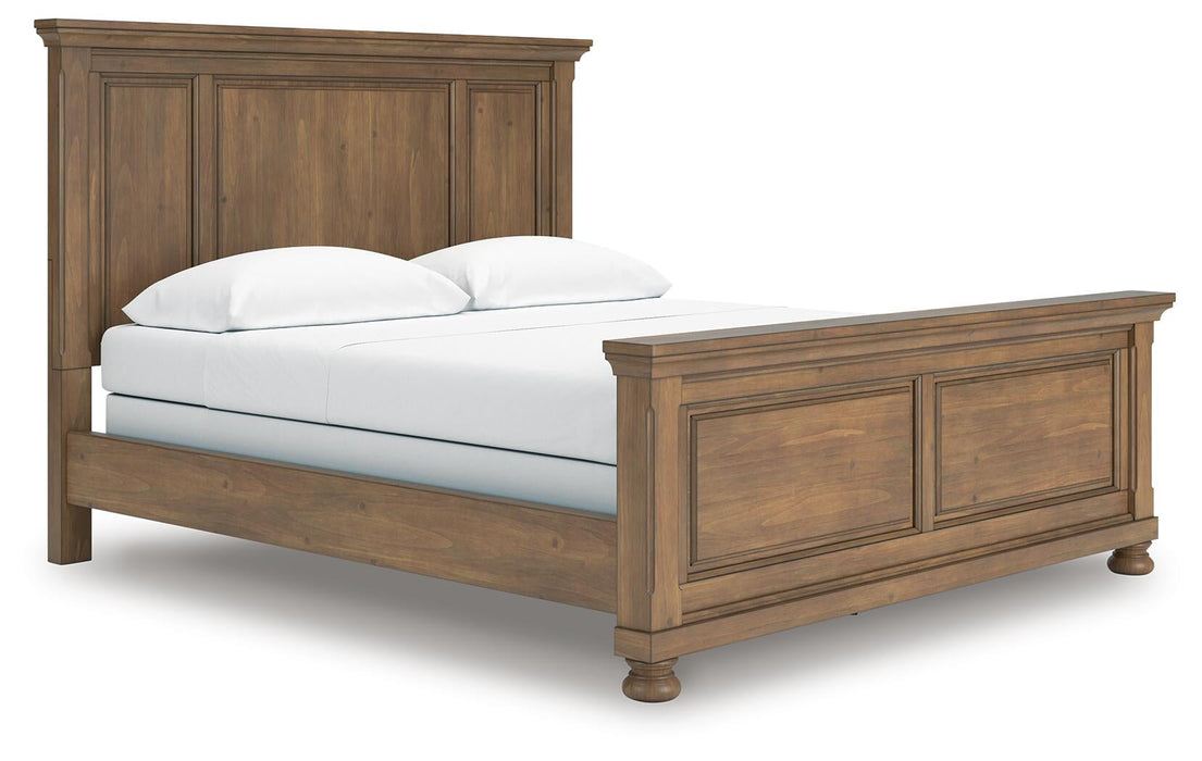 Vandenmore California King Panel Bed with Mirrored Dresser and Nightstand