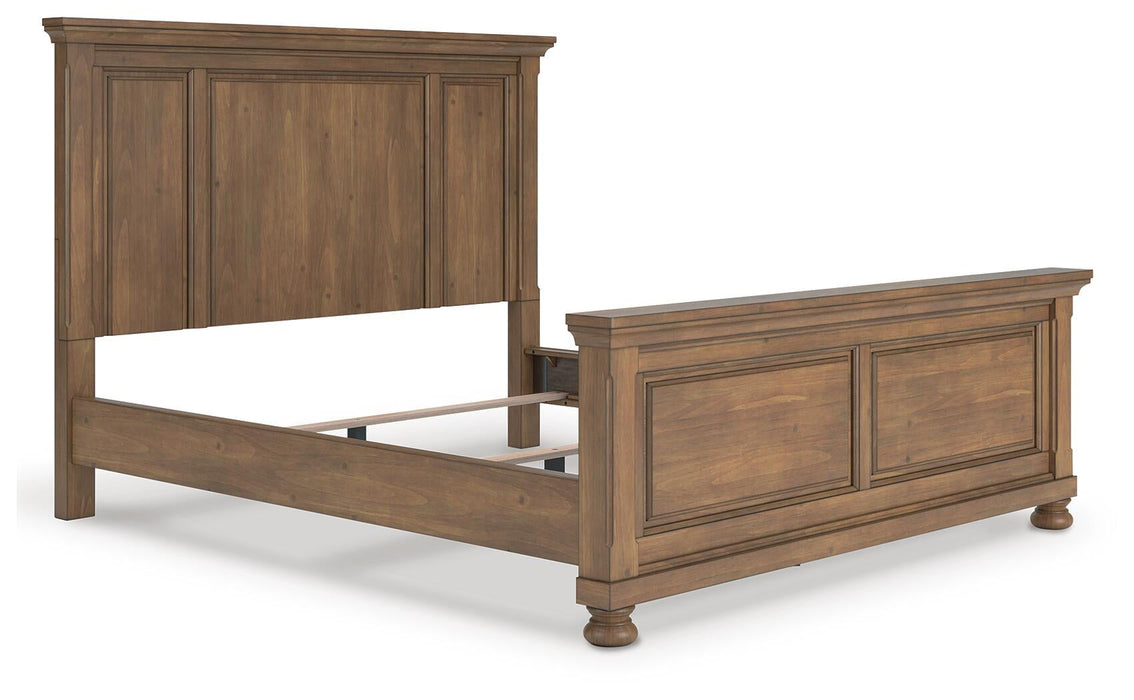 Vandenmore California King Panel Bed with Mirrored Dresser and Nightstand