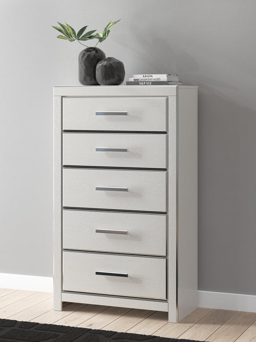 Birmonton California King Upholstered Bed, Dresser, Mirror, Chest and Nightstand