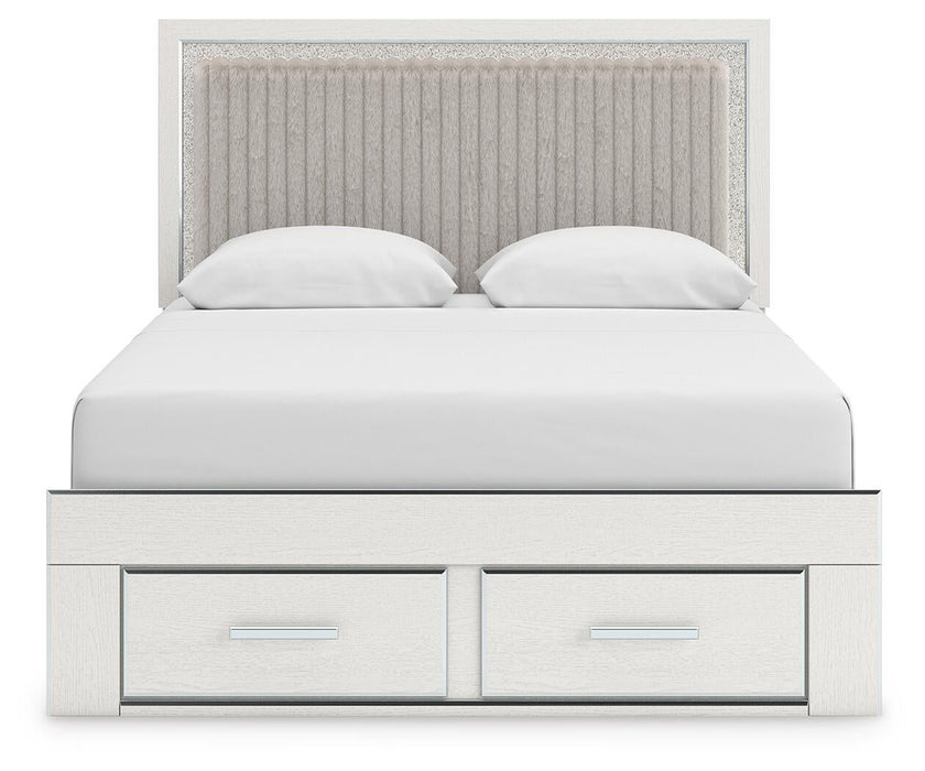 Birmonton Queen Upholstered Panel Platform Storage Bed, Dresser, Mirror, Chest and Nightstand