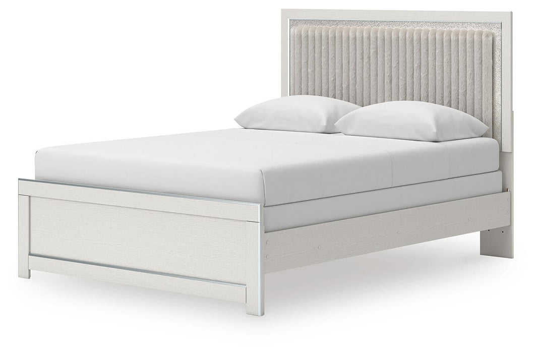 Birmonton Queen Upholstered Panel Bed, Dresser and Mirror