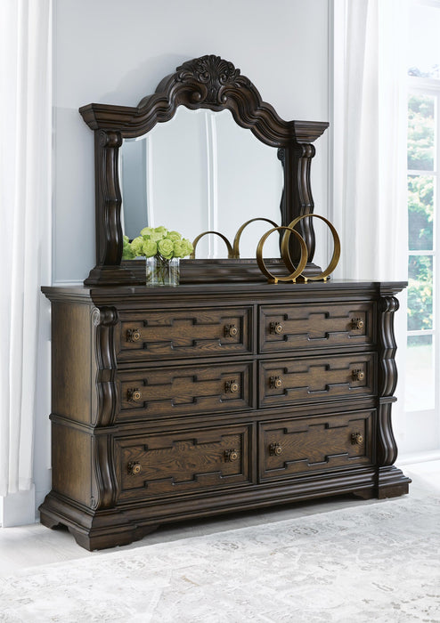 Maylee King Canopy Bed, Dresser and Mirror