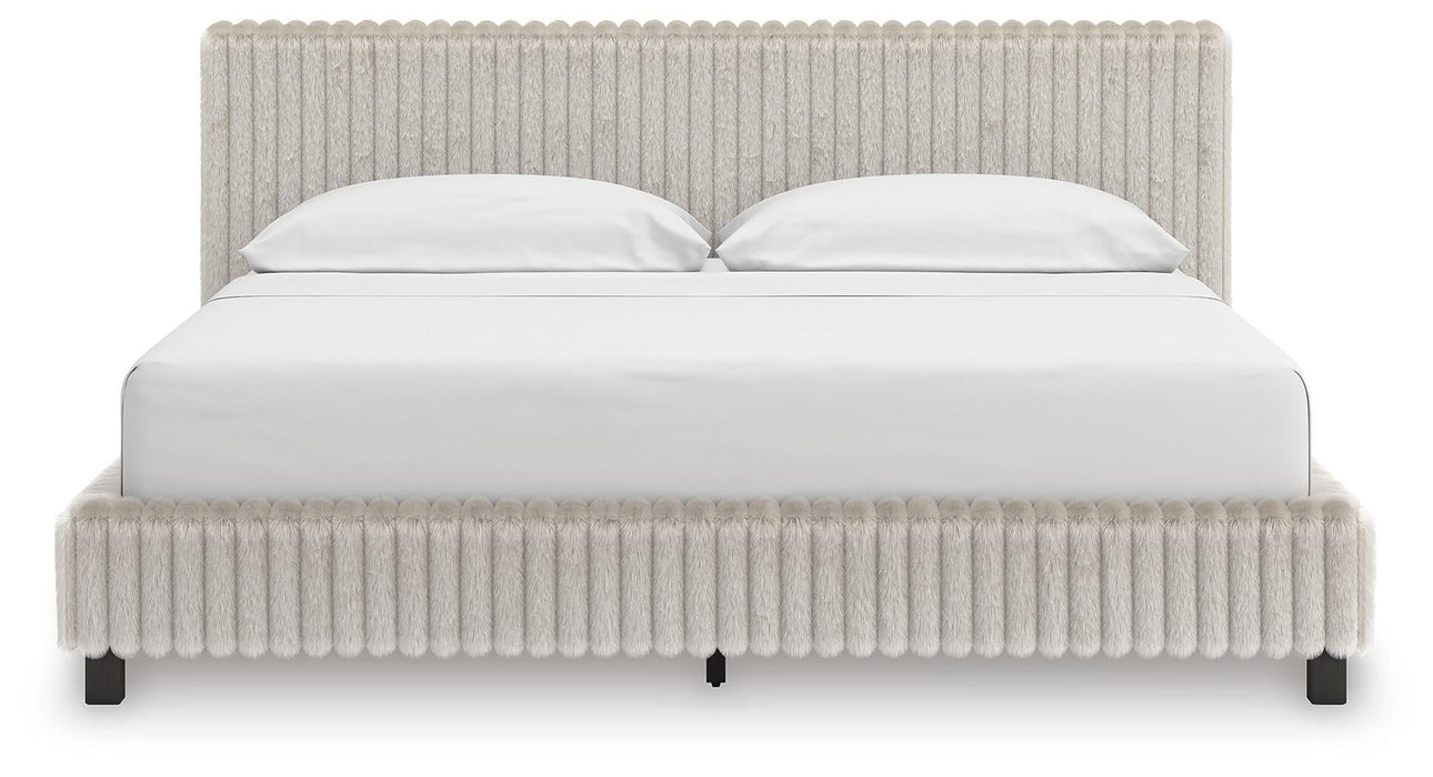 Birmonton California King Upholstered Bed, Dresser and Mirror
