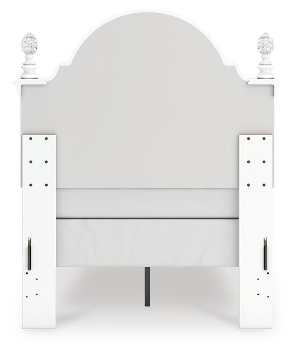 Maylilly Twin Upholstered Panel Bed, Dresser and Mirror
