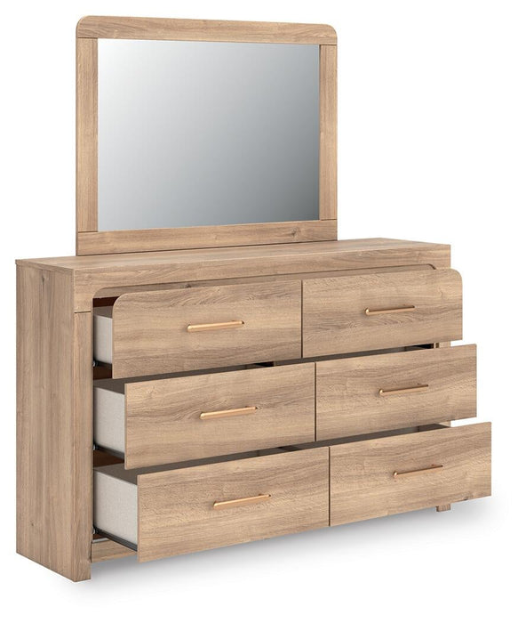 Hollymount King Upholstered Platform Bed, Dresser and Mirror
