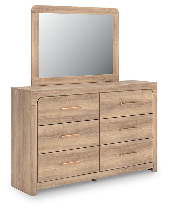 Hollymount King Upholstered Panel Bed, Dresser and Mirror