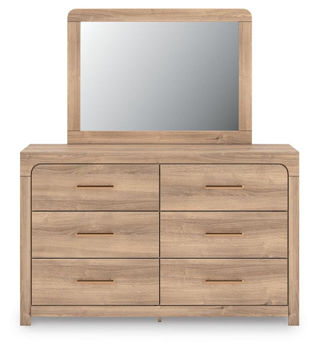 Hollymount King Upholstered Platform Bed, Dresser, Mirror and Nightstand