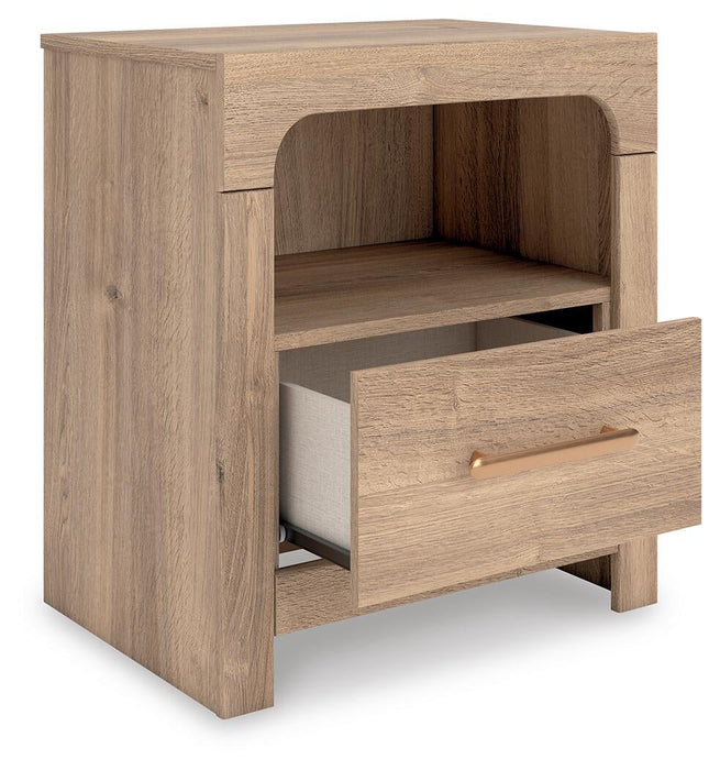 Hollymount King Upholstered Platform Bed, Dresser, Mirror and Nightstand
