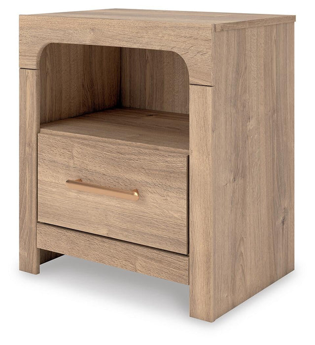 Hollymount King Upholstered Platform Bed, Dresser, Mirror and Nightstand