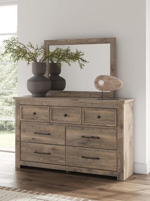 Keithland King Panel Bed with Mirrored Dresser and Nightstand