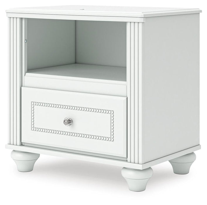 Maylilly Twin Upholstered Panel Bed, Dresser, Mirror and Nightstand