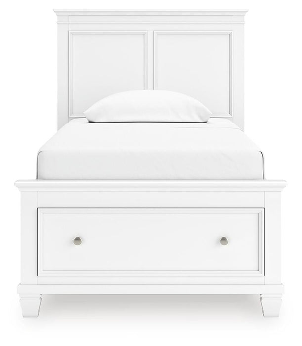 Fortman Twin Panel Storage Bed, Dresser, Mirror and Nightstand